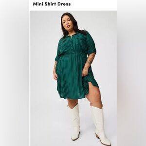 Pinstripe Collared A-Line Dress